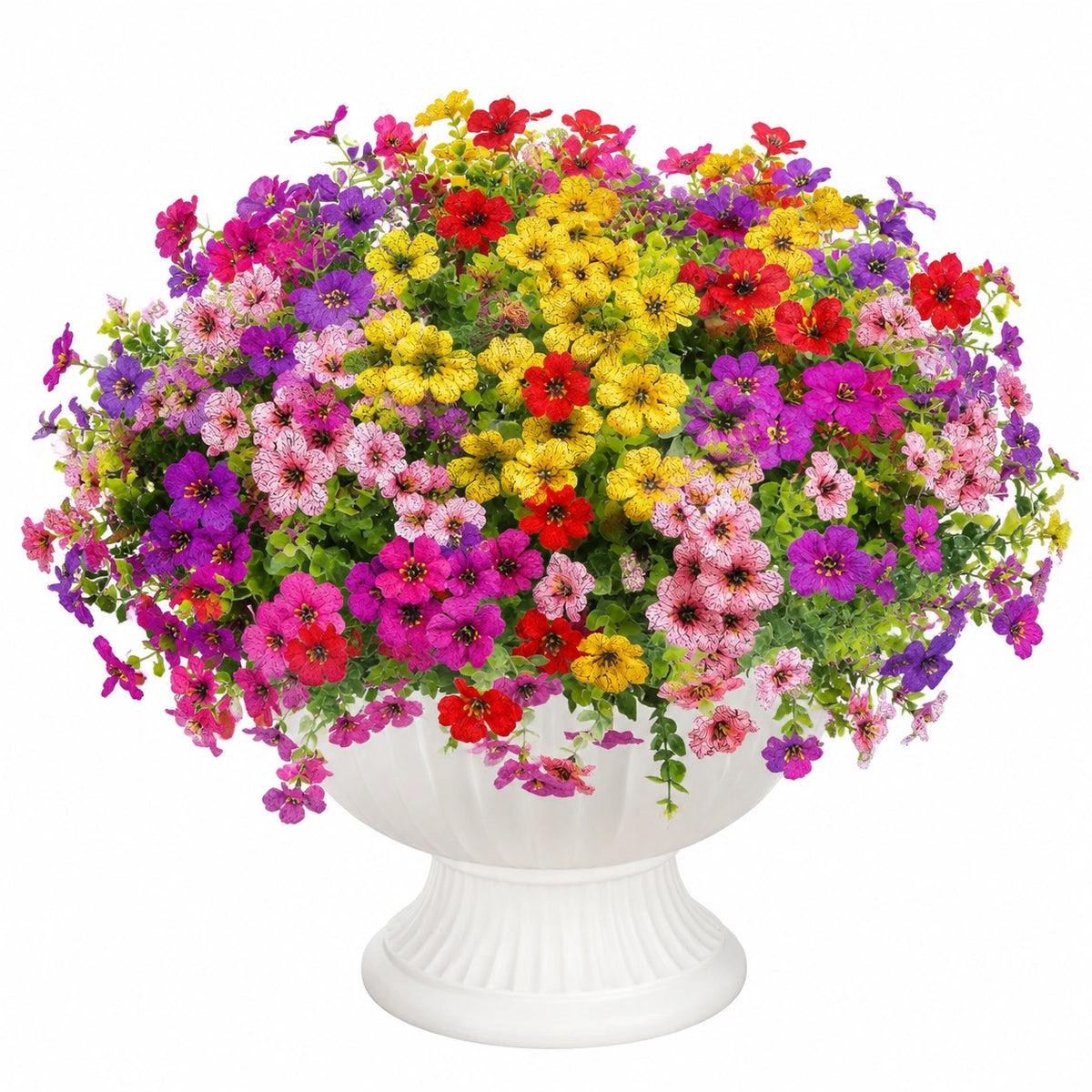 Arreglo de Flores Artificiales Mixtas en Maceta Blanca