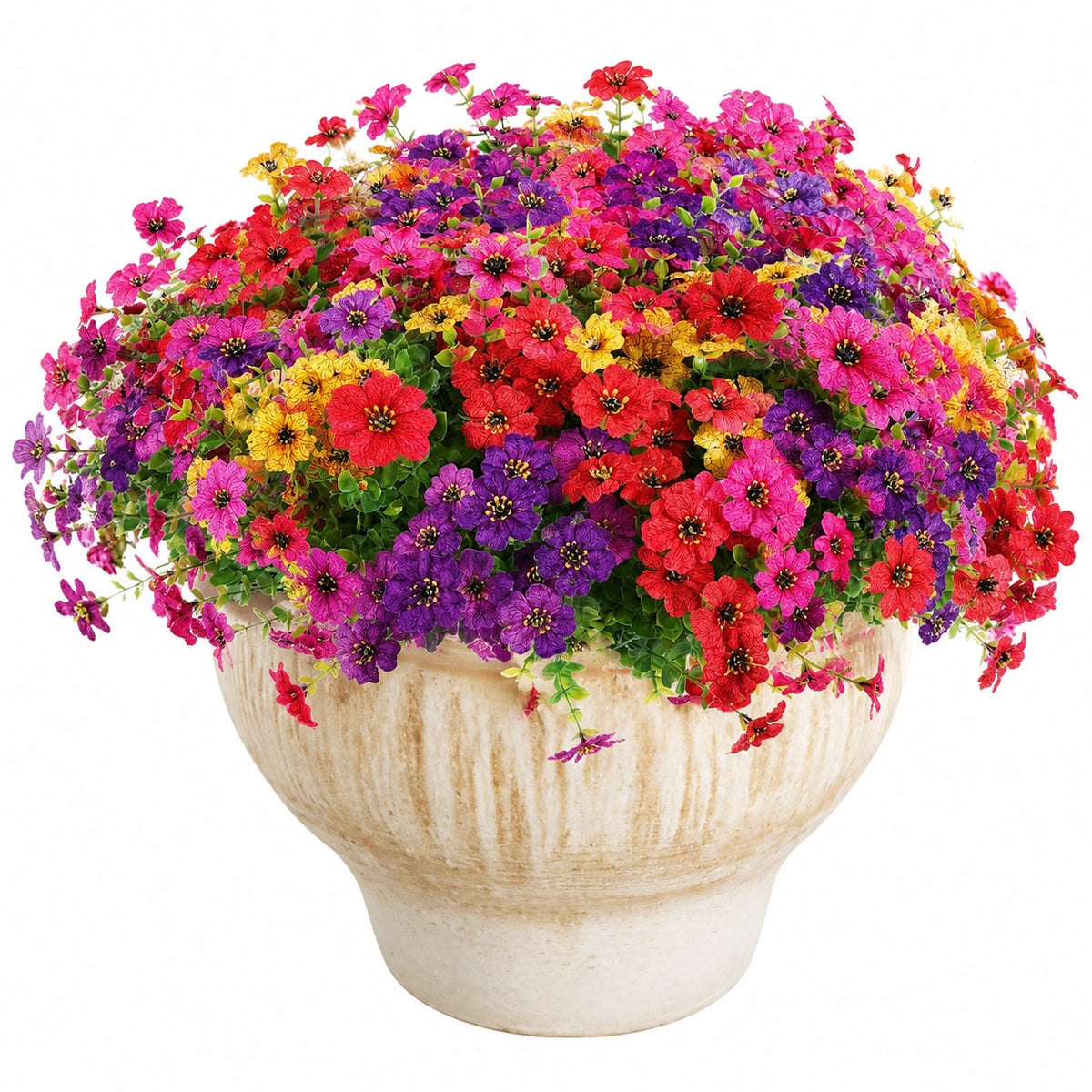 Arreglo de Flores Artificiales Multicolor en Maceta de Cerámica