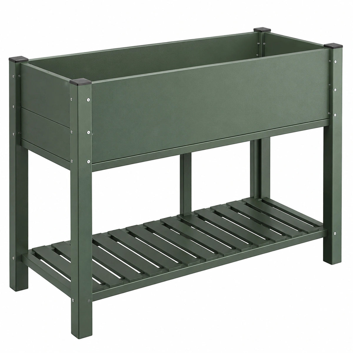 Cajón de cultivo elevado verde con estante, 100x30x80cm