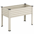 Cama de Cultivo Elevada de Metal para Jardín Beige 80x40x80 cm