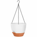 Maceta Colgante con Autorriego Blanco y Terracota de 25 cm