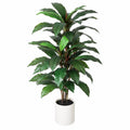 Planta artificial decorativa verde con maceta blanca, altura 90 cm