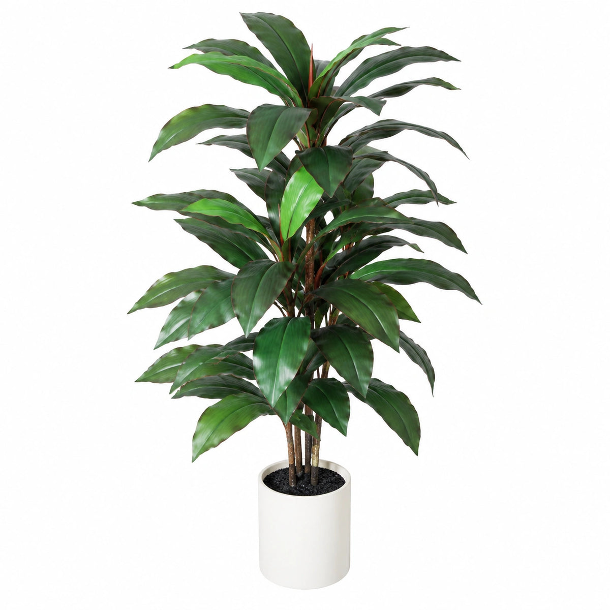 Planta artificial decorativa verde con maceta blanca, altura 90 cm
