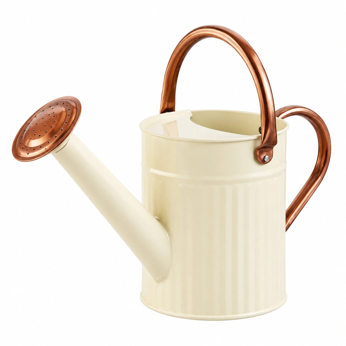 Regadera de Metal 5L Crema con Asa de Cobre
